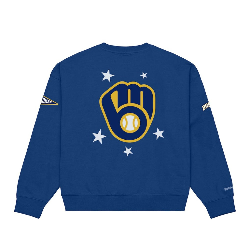 Milwaukee Brewers Women's Pep Rally Sweatshirt Royal | Mitchell & Ness