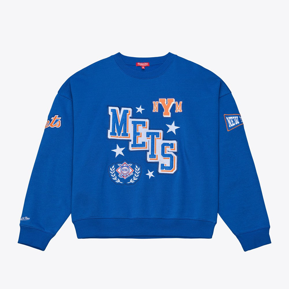 New York Mets Women's Pep Rally Sweatshirt Royal | Mitchell & Ness