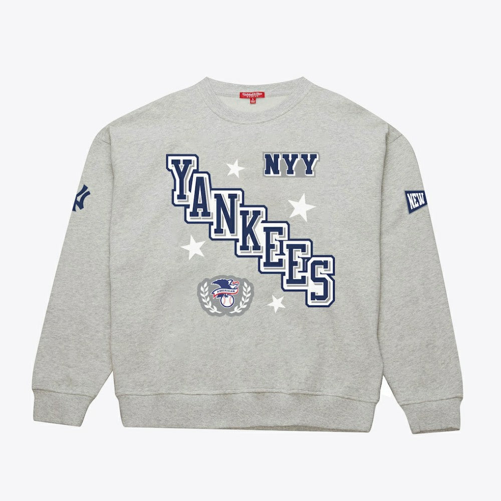 New York Yankees Women's Pep Rally Sweatshirt Heather Gray | Mitchell & Ness