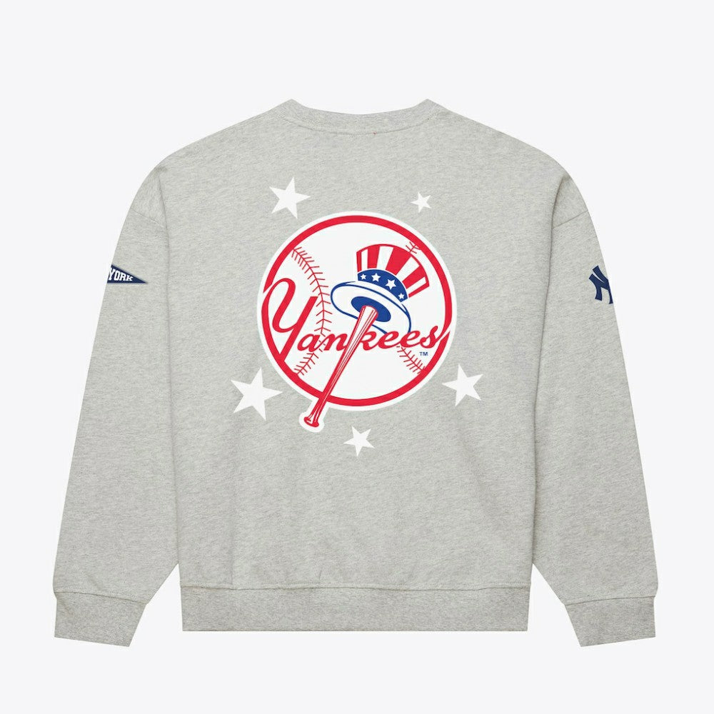 New York Yankees Women's Pep Rally Sweatshirt Heather Gray | Mitchell & Ness