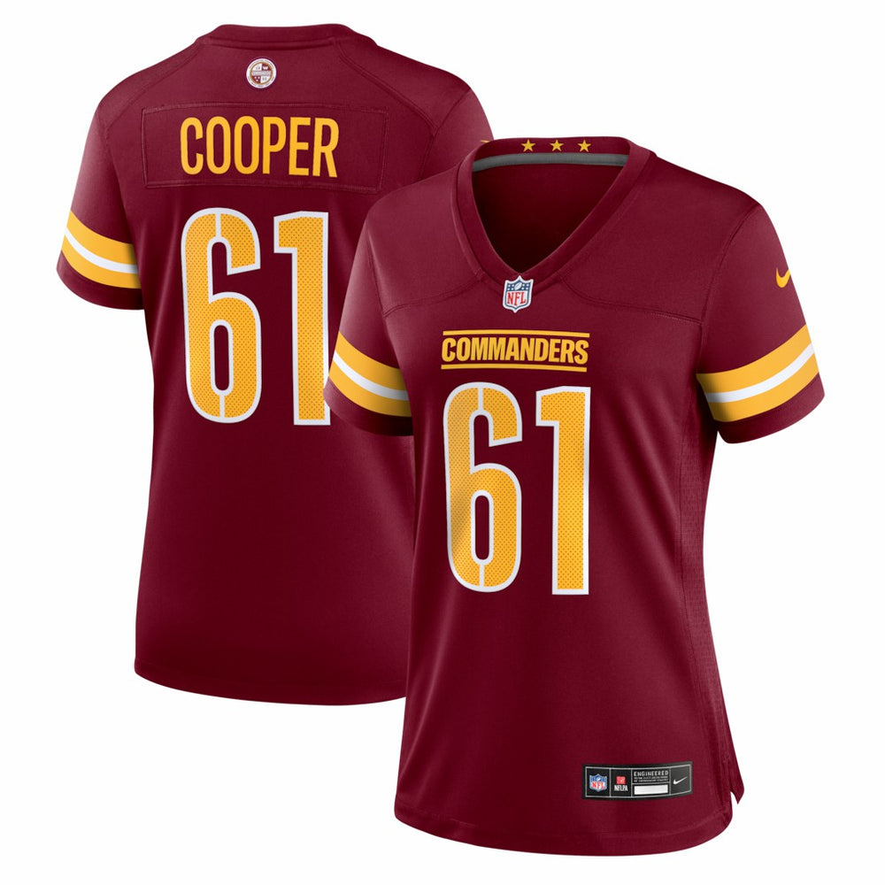 Tyler Cooper Washington Commanders Women's Team Game Jersey - Burgundy
