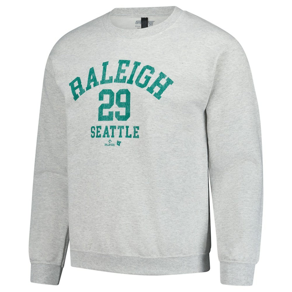 Cal Raleigh MLBPA BreakingT Unisex Player Name & Number Sweatshirt Heather Gray