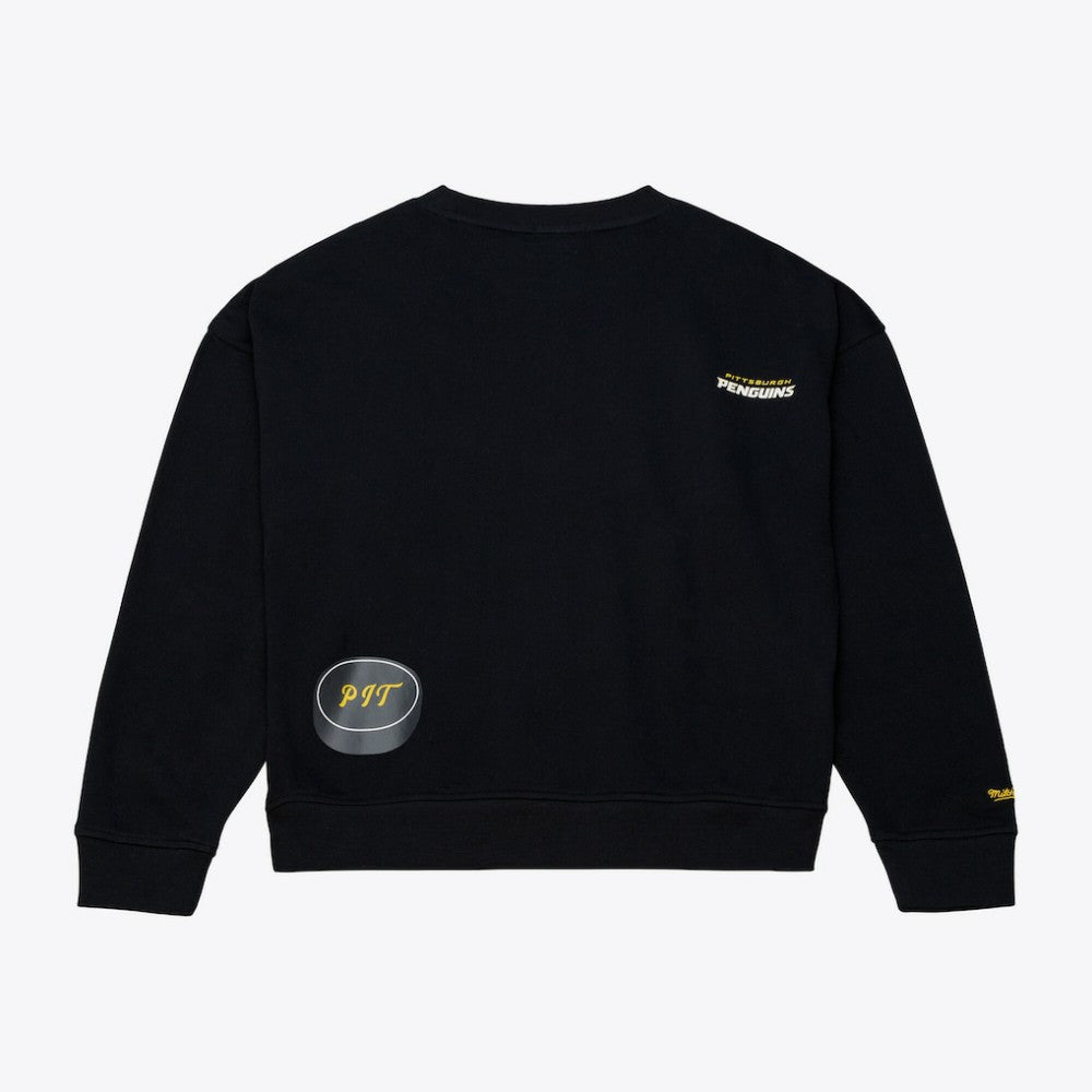 Pittsburgh Penguins Mitchell & Ness Women's Crewneck Sweatshirt Black