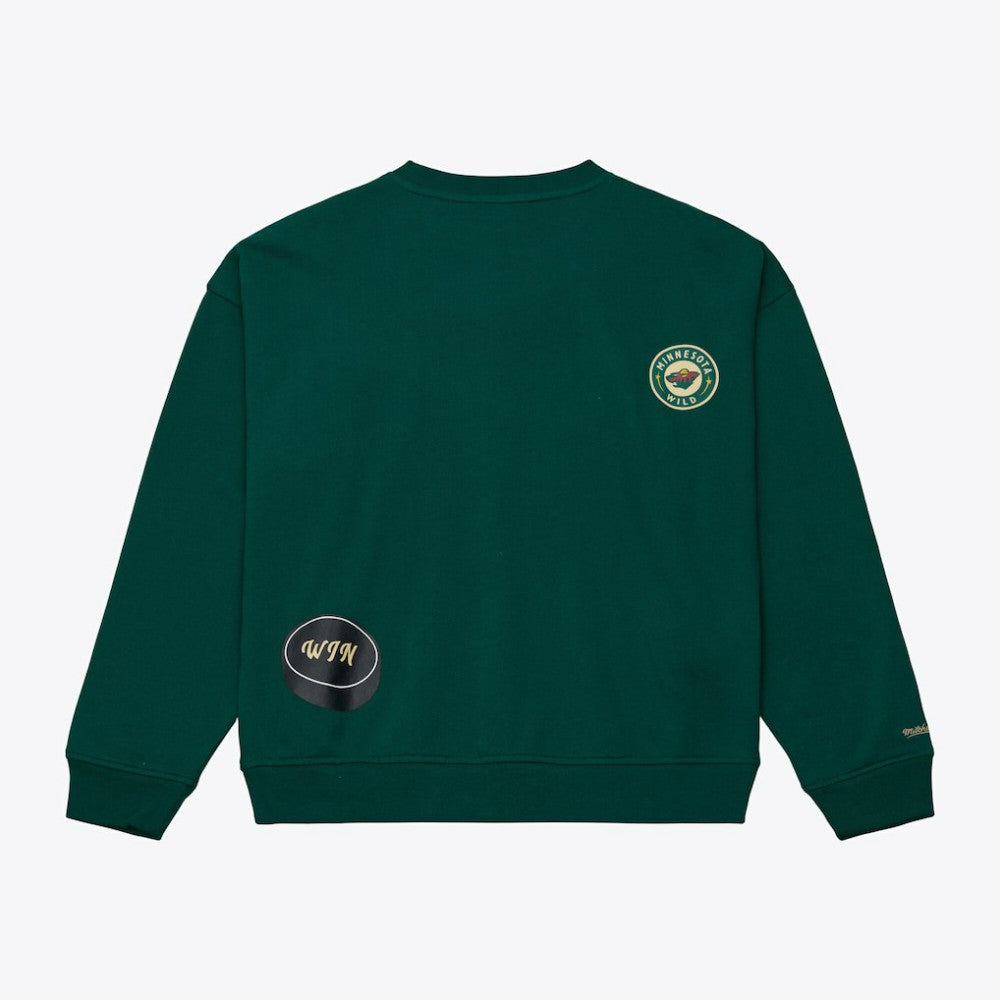 Minnesota Wild Mitchell & Ness Women's Crewneck Sweatshirt Green