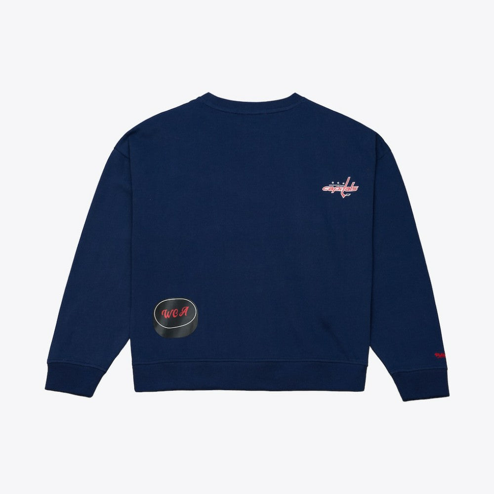 Washington Capitals Mitchell & Ness Women's Crewneck Sweatshirt Navy
