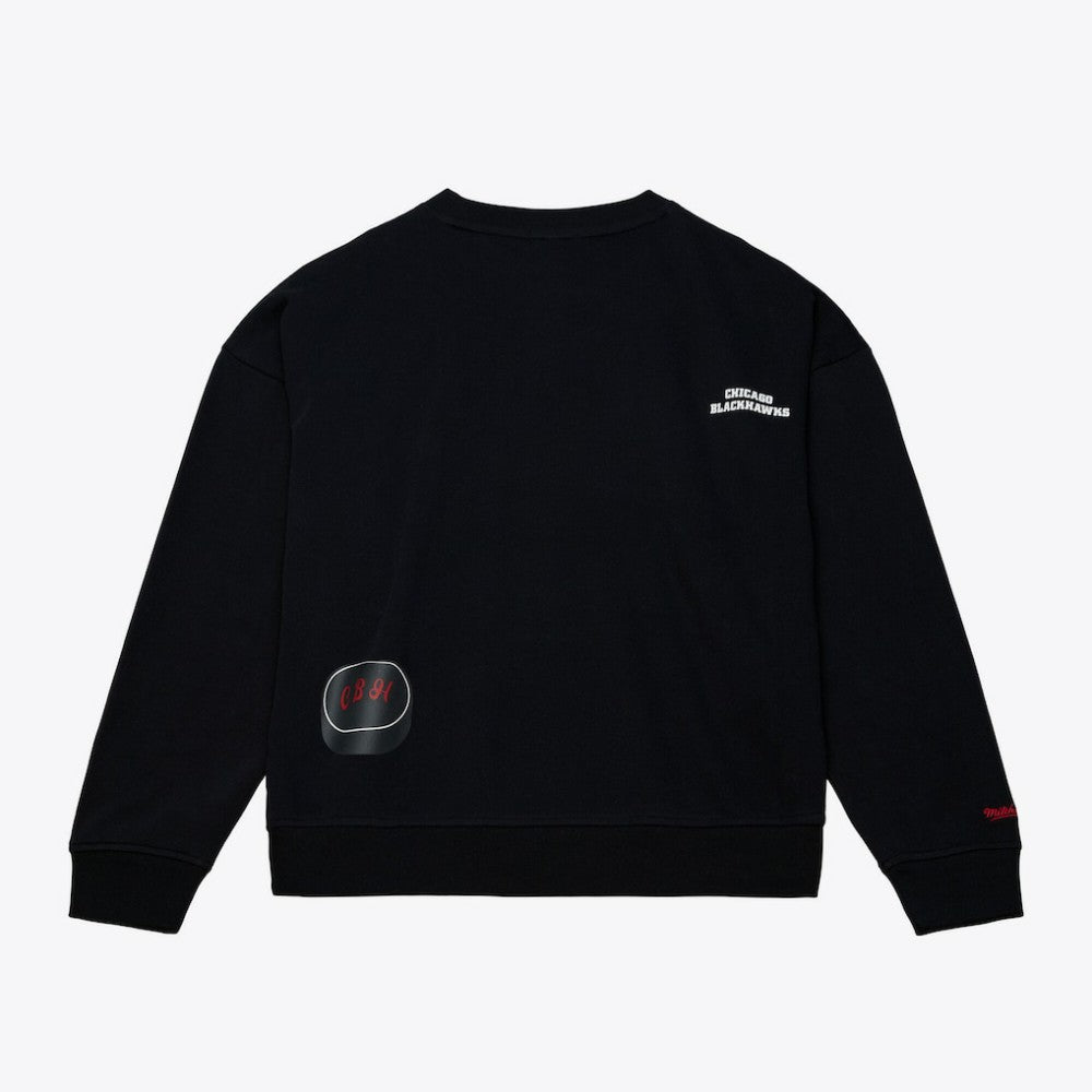 Chicago Blackhawks Mitchell & Ness Women's Crewneck Sweatshirt Black