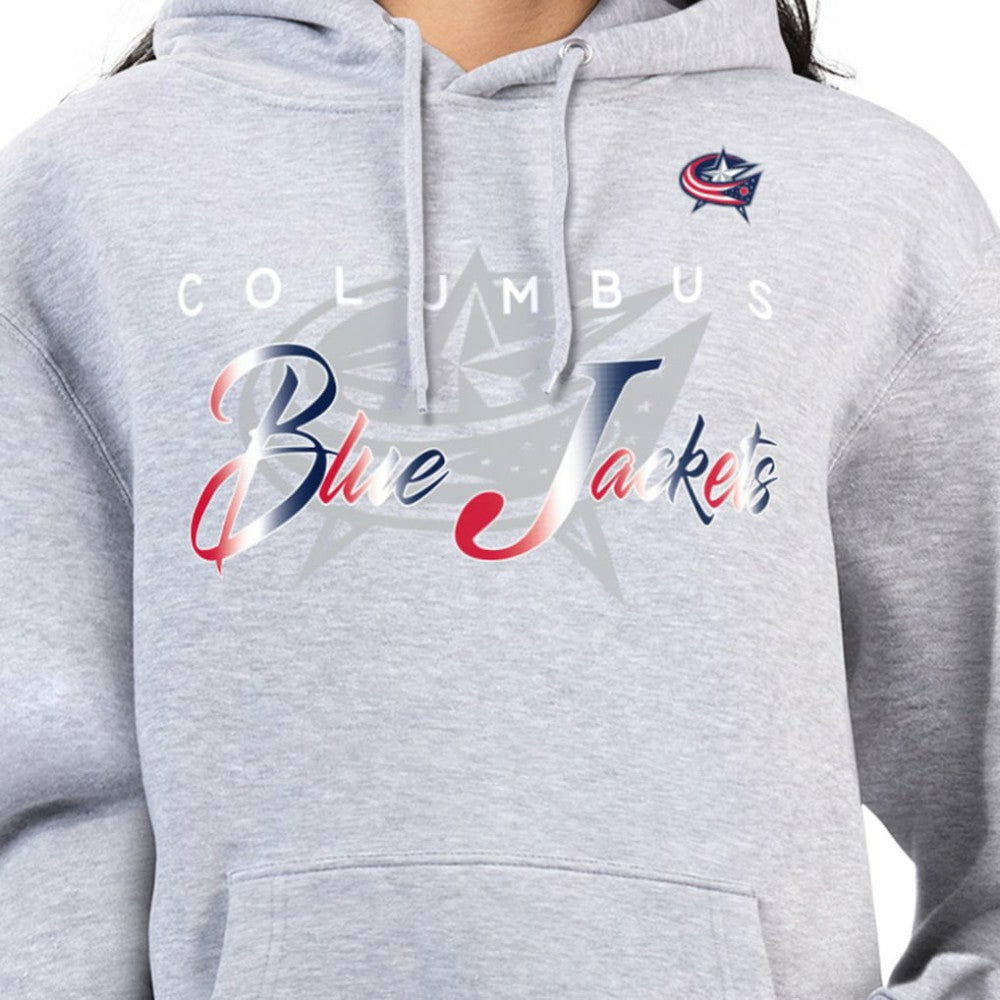 Columbus Blue Jackets G-III 4Her by Carl Banks Women's Shadow Logo Fleece Hoodie Gray