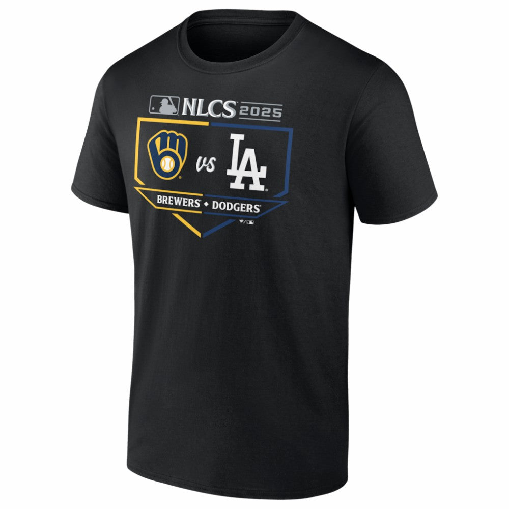 Milwaukee Brewers vs. Los Angeles Dodgers 2025 National League Championship Series Matchup Batter's Box T-Shirt Black