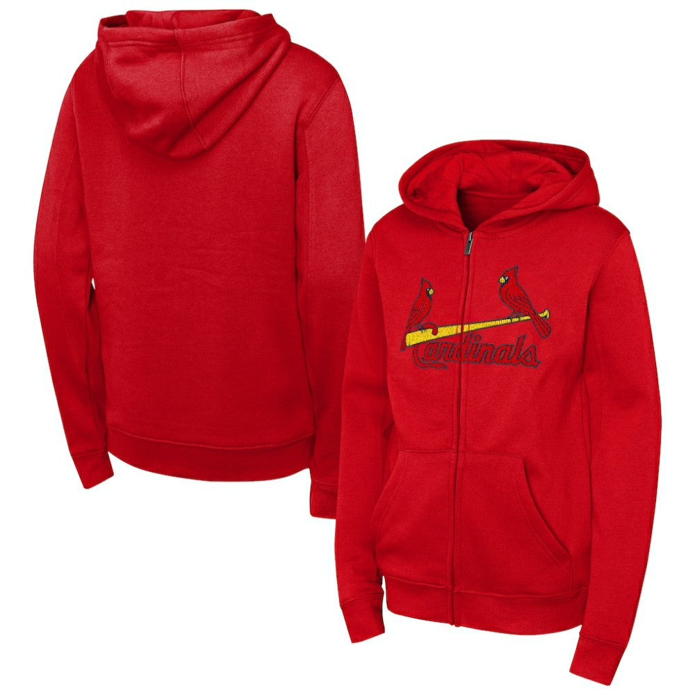 St. Louis Cardinals Outerstuff Youth Wordmark Fleece Full-Zip Hoodie Red