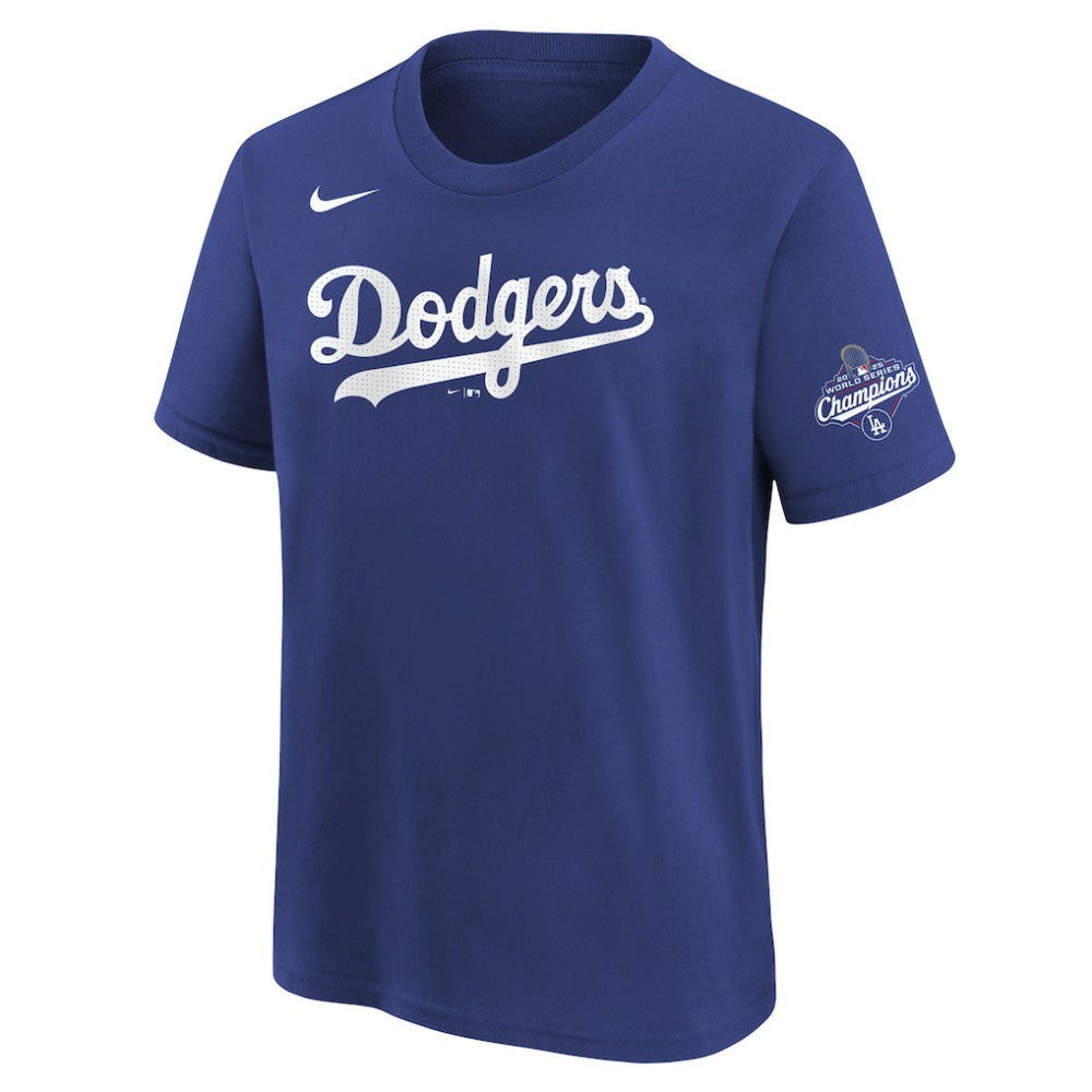 Shohei Ohtani Los Angeles Dodgers Youth 2025 World Series Champions Name & Number T-Shirt Royal | Nike