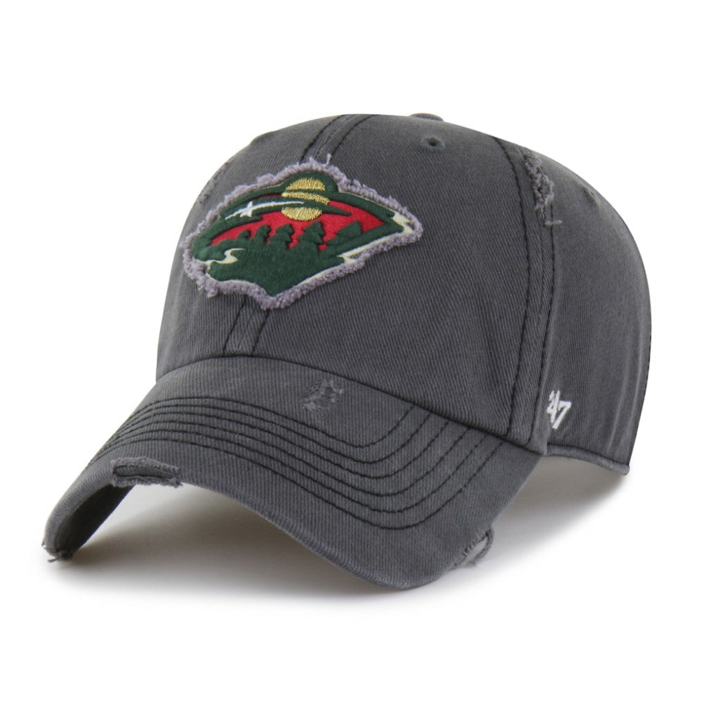 Minnesota Wild '47 Weathered Clean Up Adjustable Hat Charcoal