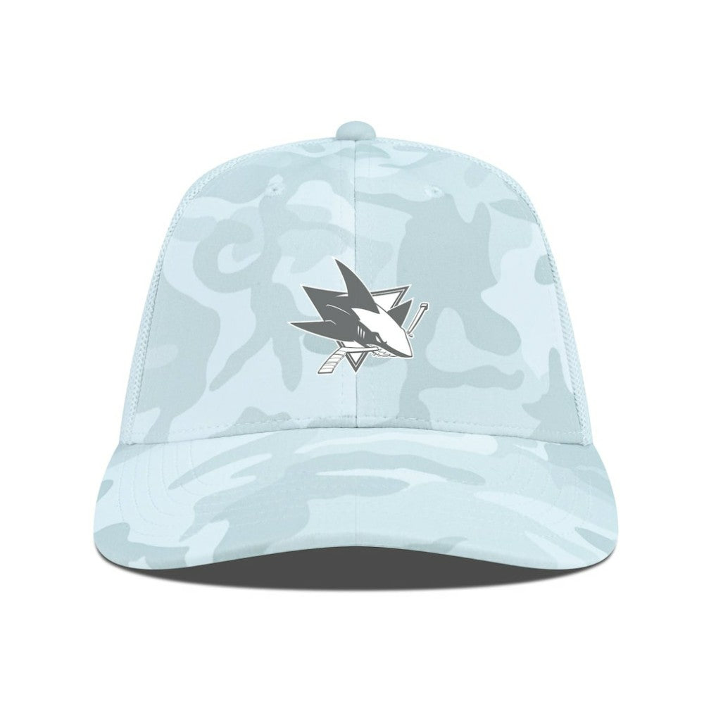 San Jose Sharks Levelwear Clash Slate & Snow Meshback Flex Hat Camo