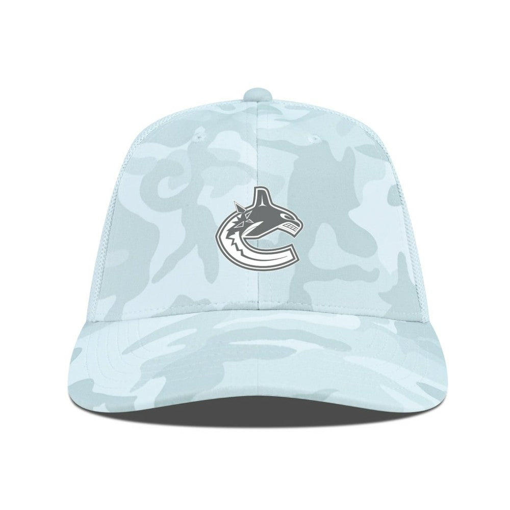 Vancouver Canucks Levelwear Clash Slate & Snow Meshback Flex Hat Camo
