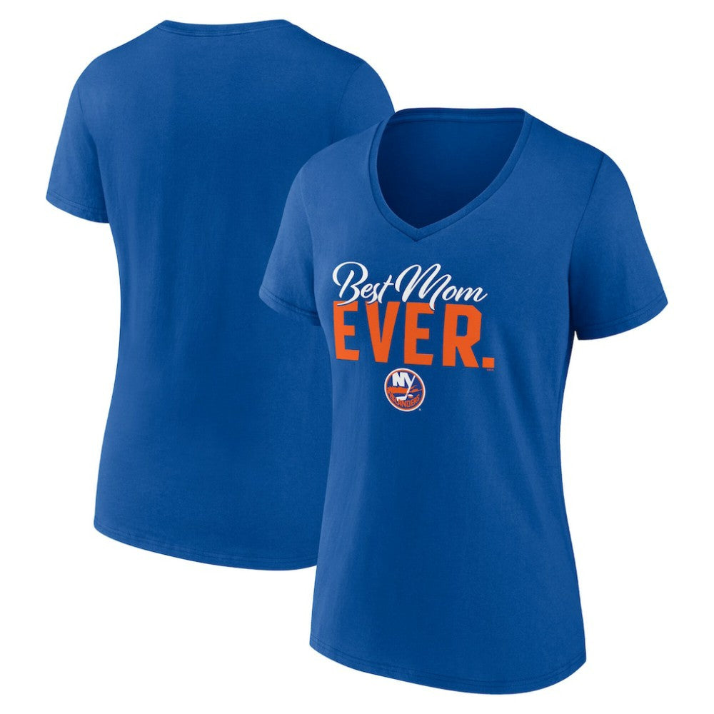 New York Islanders Women's Best Mom Ever V-Neck T-Shirt Royal