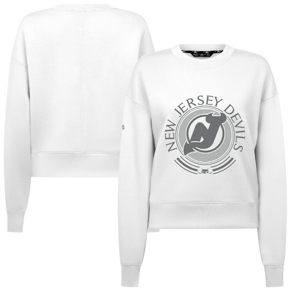 New Jersey Devils Levelwear Women's Slate & Snow Sponge Tri-Blend Sweatshirt White