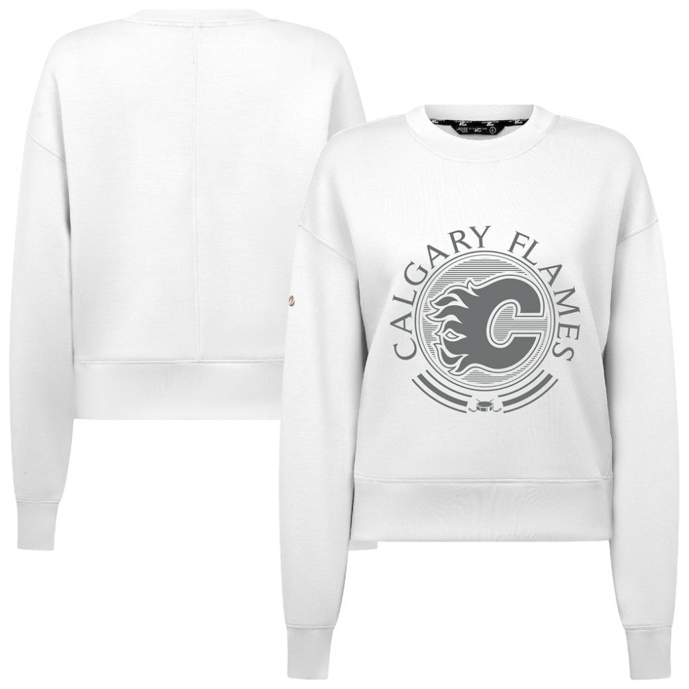 Calgary Flames Levelwear Women's Slate & Snow Sponge Tri-Blend Sweatshirt White