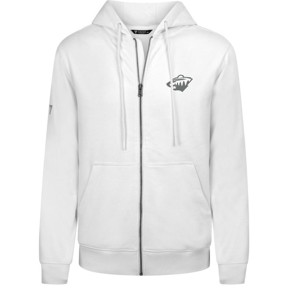 Minnesota Wild Levelwear Podium Chenille Logo Full-Zip Hoodie White