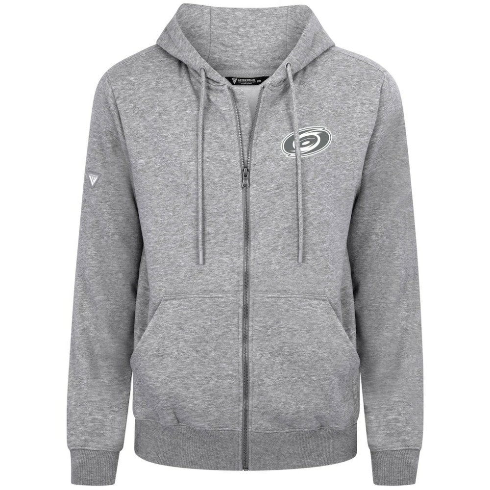 Carolina Hurricanes Levelwear Podium Chenille Logo Full-Zip Hoodie Gray