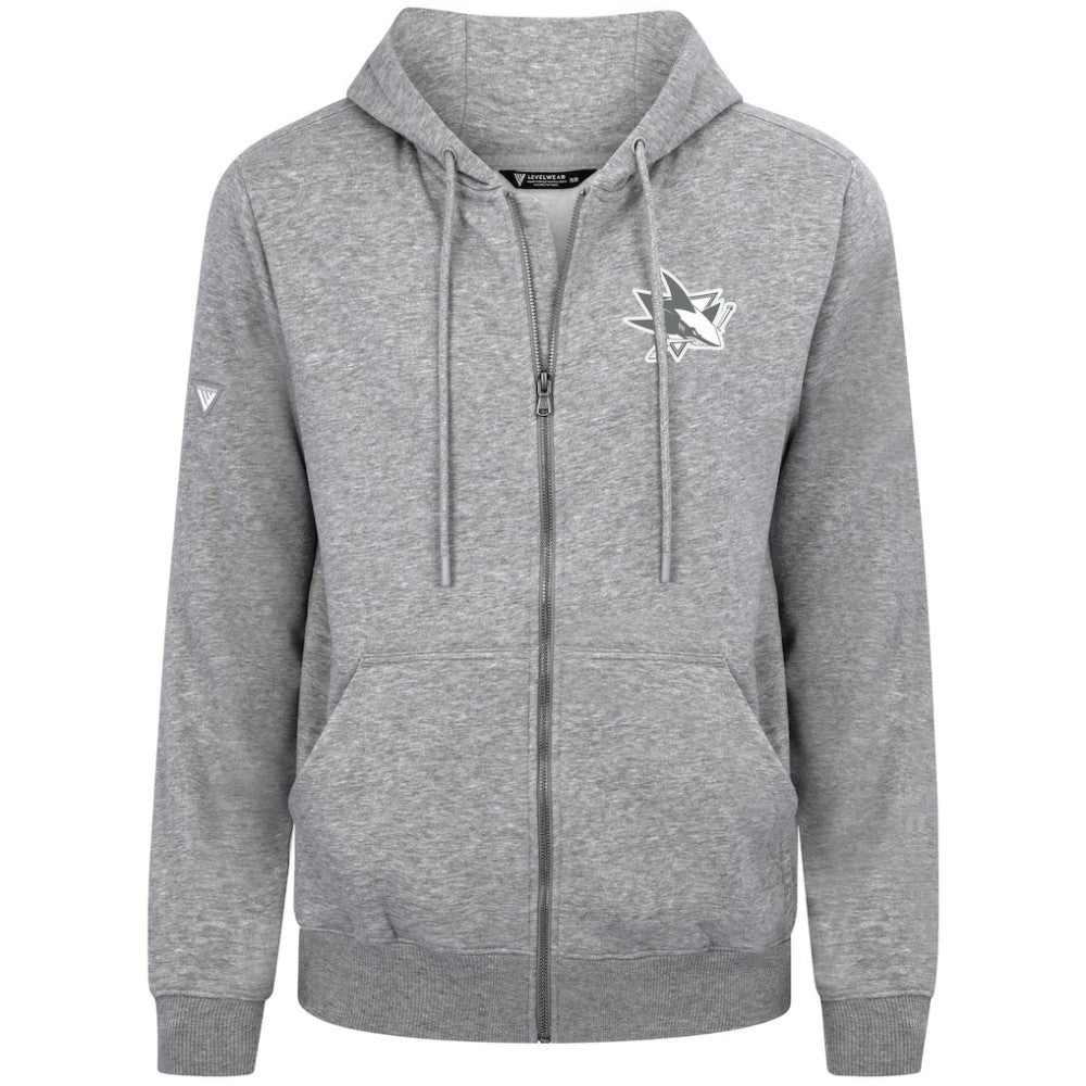 San Jose Sharks Levelwear Podium Chenille Logo Full-Zip Hoodie Gray
