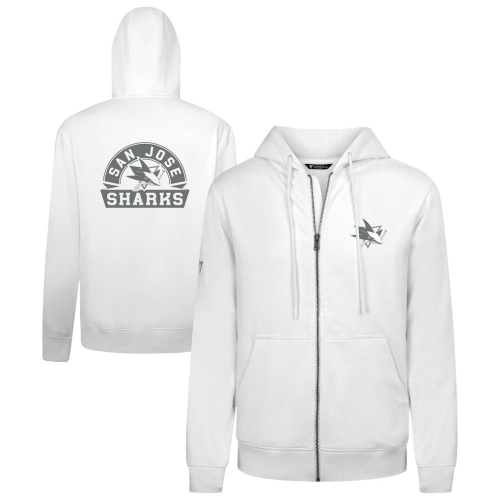 San Jose Sharks Levelwear Podium Chenille Logo Full-Zip Hoodie White