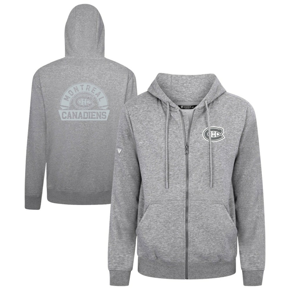 Montreal Canadiens Levelwear Podium Chenille Logo Full-Zip Hoodie Gray