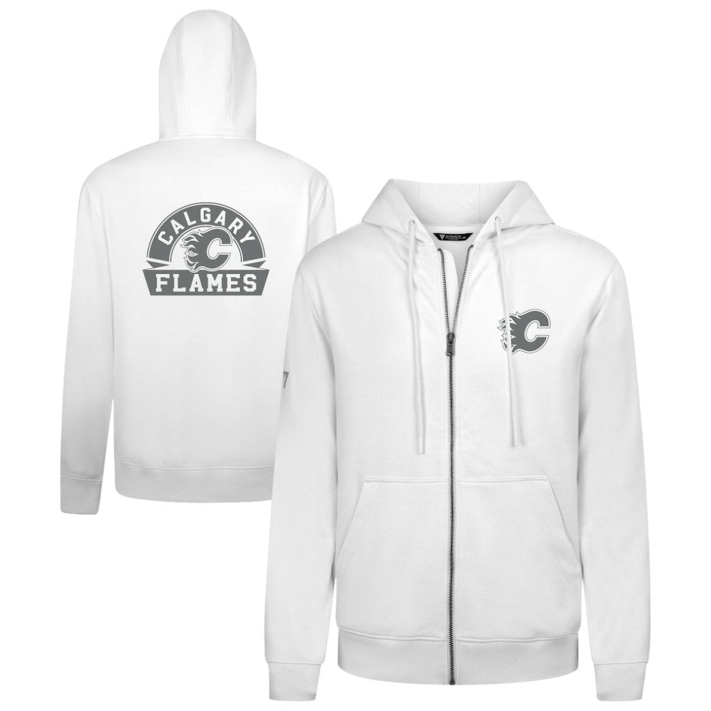 Calgary Flames Levelwear Podium Chenille Logo Full-Zip Hoodie White