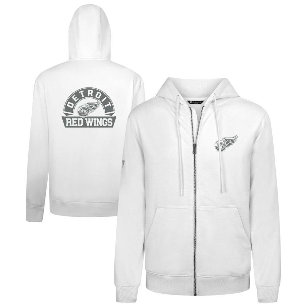 Detroit Red Wings Levelwear Podium Chenille Logo Full-Zip Hoodie White