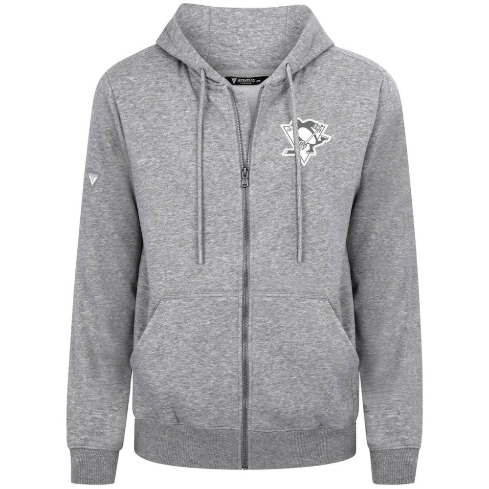 Pittsburgh Penguins Levelwear Podium Chenille Logo Full-Zip Hoodie Gray