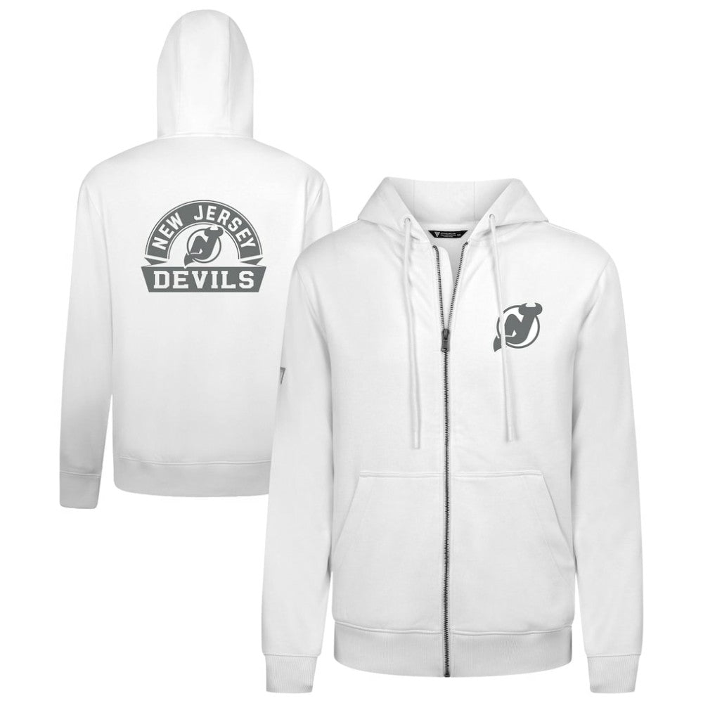 New Jersey Devils Levelwear Podium Chenille Logo Full-Zip Hoodie White