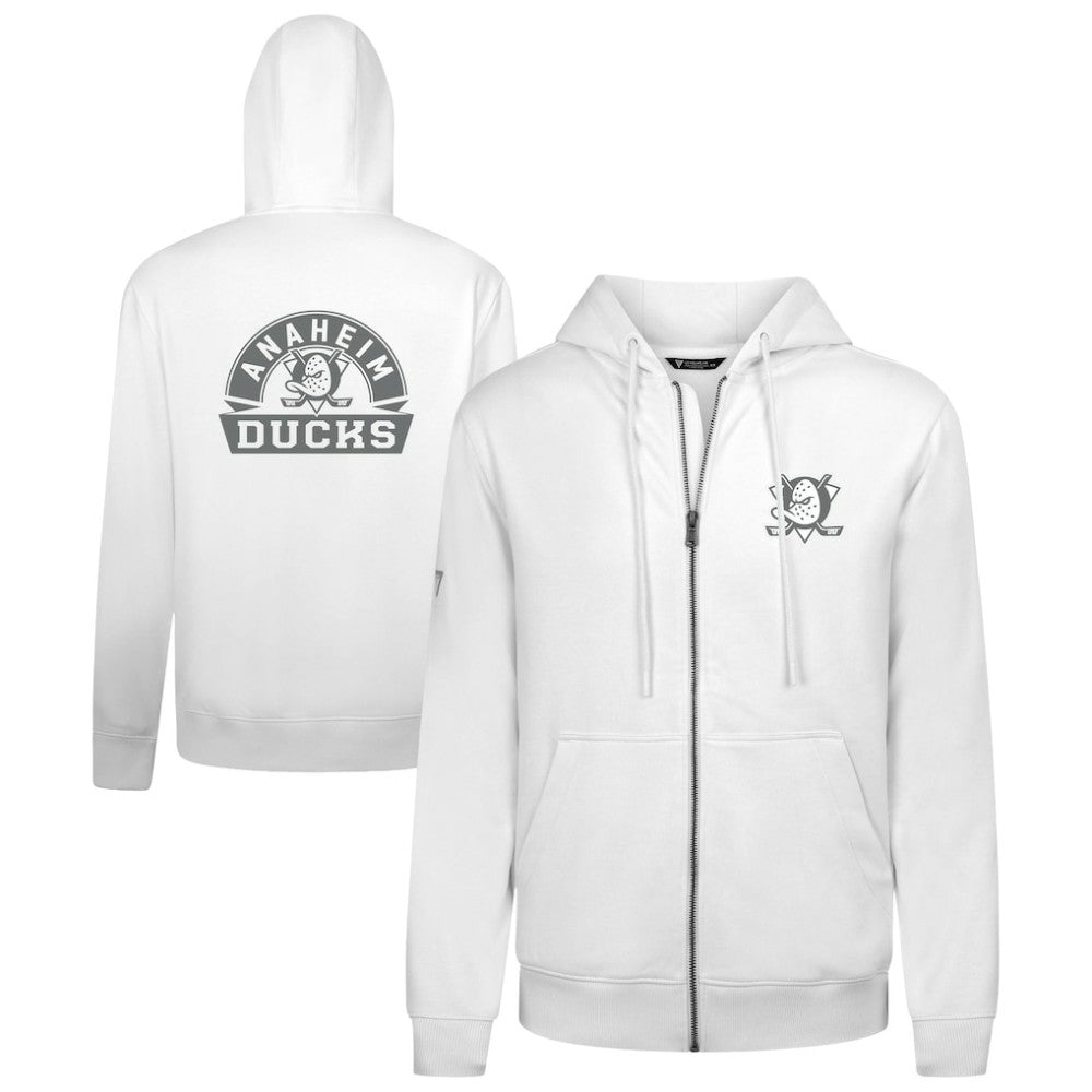 Anaheim Ducks Levelwear Podium Banner Arch Full-Zip Hoodie White