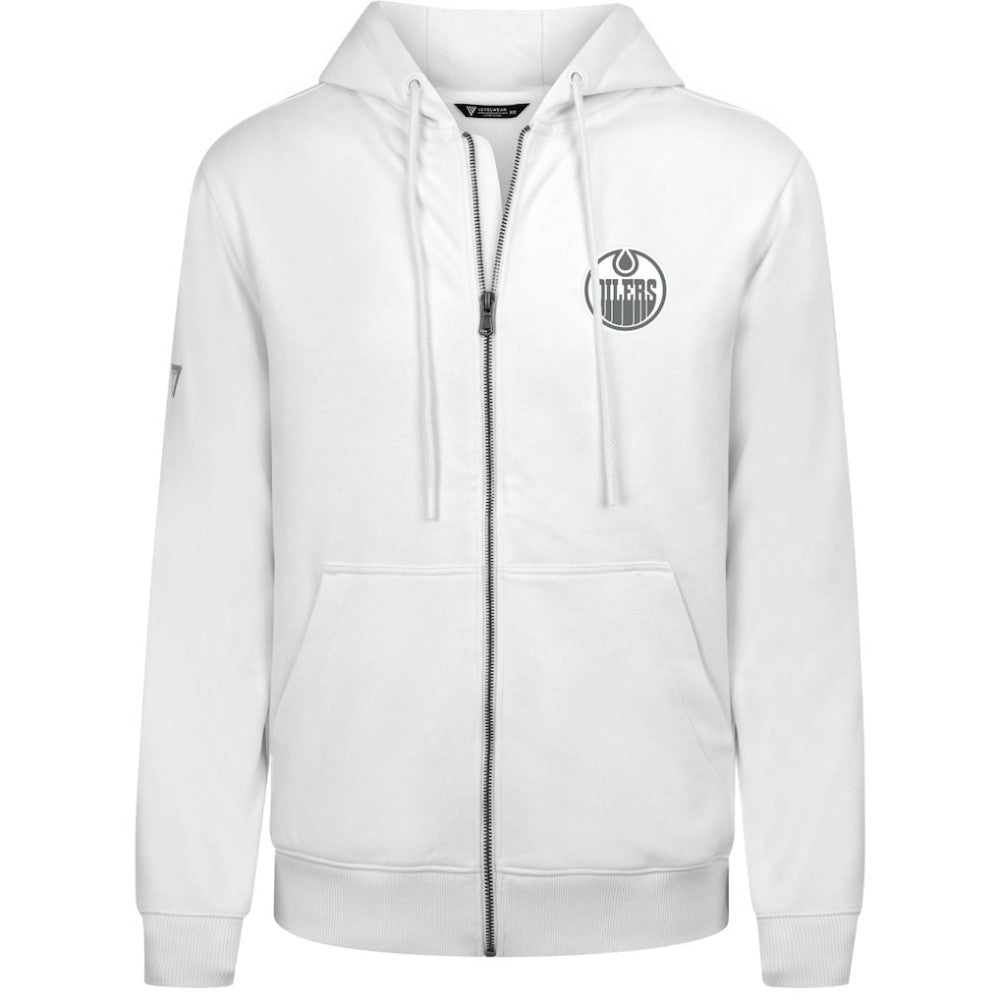 Edmonton Oilers Levelwear Podium Banner Arch Full-Zip Hoodie White