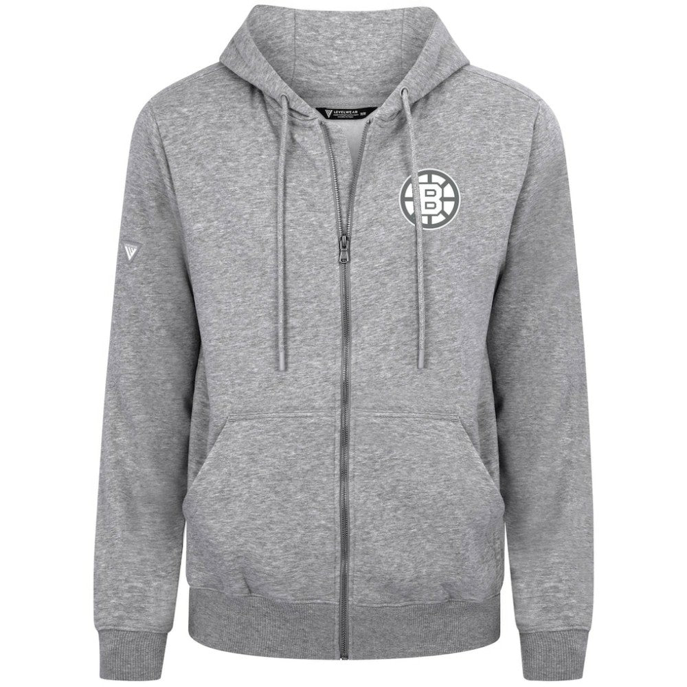 Boston Bruins Levelwear Podium Banner Arch Full-Zip Hoodie Gray