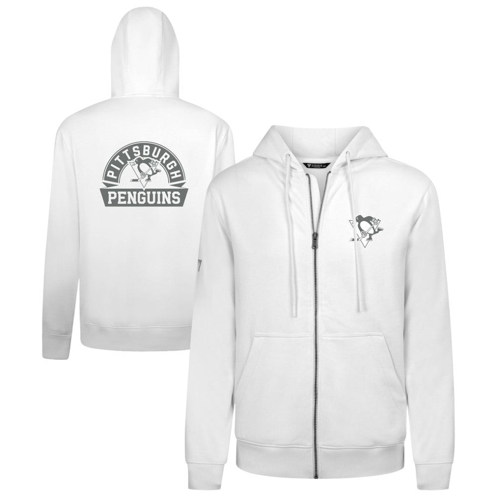 Pittsburgh Penguins Levelwear Podium Banner Arch Full-Zip Hoodie White