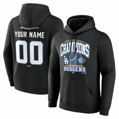 Los Angeles Dodgers 2025 World Series Champions Custom Name & Number Hoodie Black