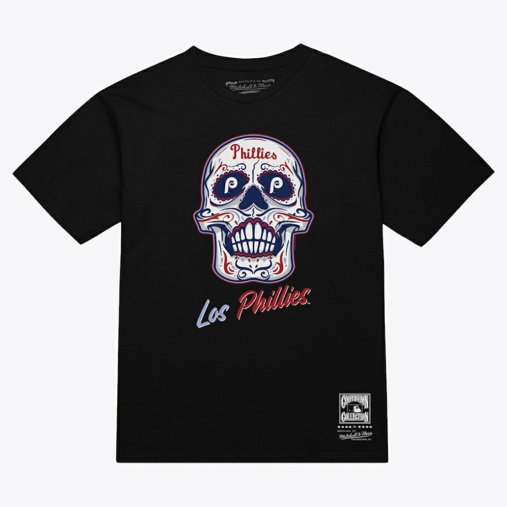Philadelphia Phillies Women's Sugar Skull Boxy T-Shirt Black | Mitchell & Ness