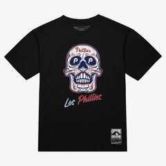 Philadelphia Phillies Women's Sugar Skull Boxy T-Shirt Black | Mitchell & Ness