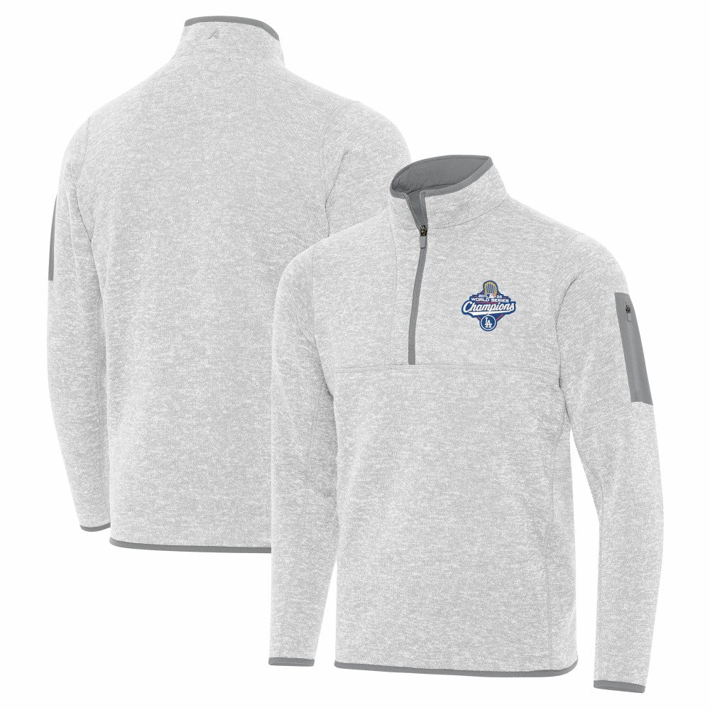Los Angeles Dodgers Antigua 2025 World Series Champions Fortune Quarter-Zip Jacket Heather Gray