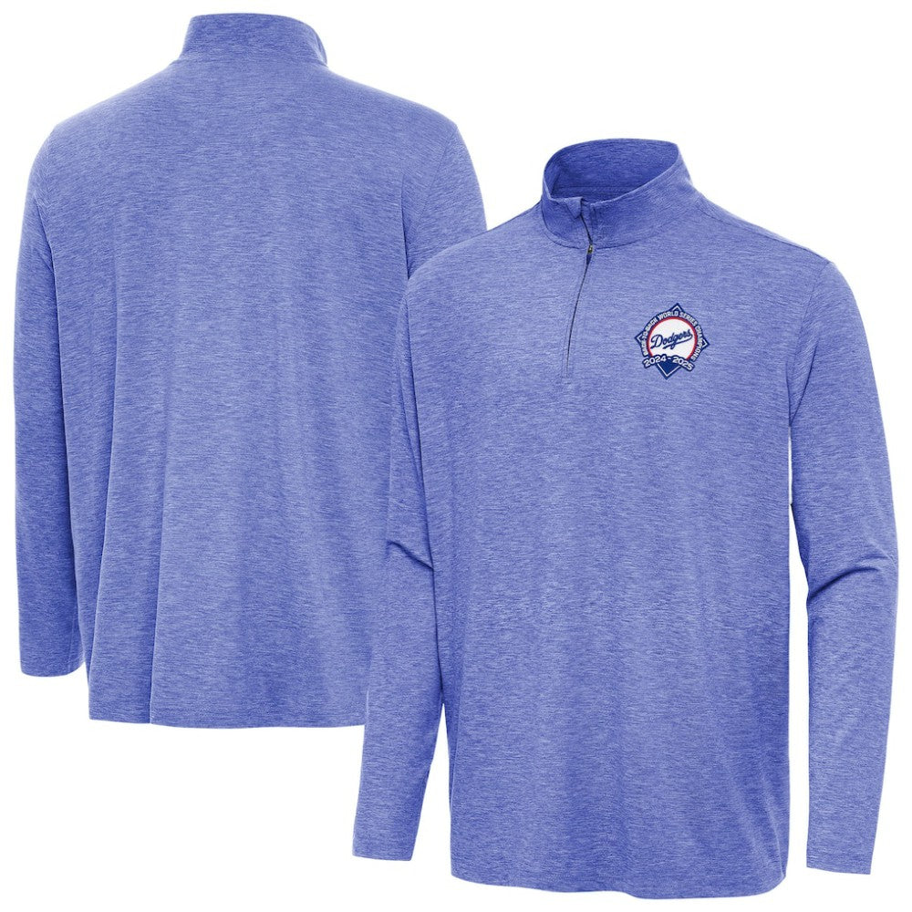 Los Angeles Dodgers Antigua Back-to-Back World Series Champions Hunk Quarter-Zip Pullover Heather Royal