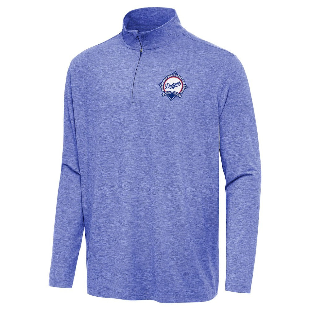 Los Angeles Dodgers Antigua Back-to-Back World Series Champions Hunk Quarter-Zip Pullover Heather Royal