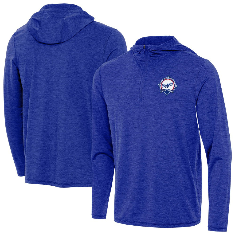 Los Angeles Dodgers Antigua Back-to-Back World Series Champions Tidy Quarter-Zip Hoodie Heather Royal