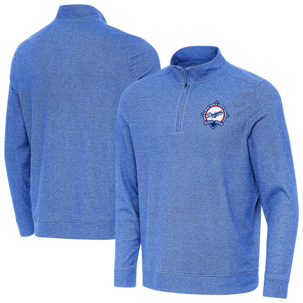 Los Angeles Dodgers Antigua Back-to-Back World Series Champions Subtle Quarter-Zip Pullover Heather Royal