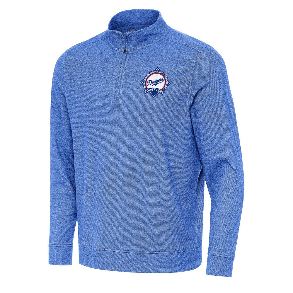 Los Angeles Dodgers Antigua Back-to-Back World Series Champions Subtle Quarter-Zip Pullover Heather Royal