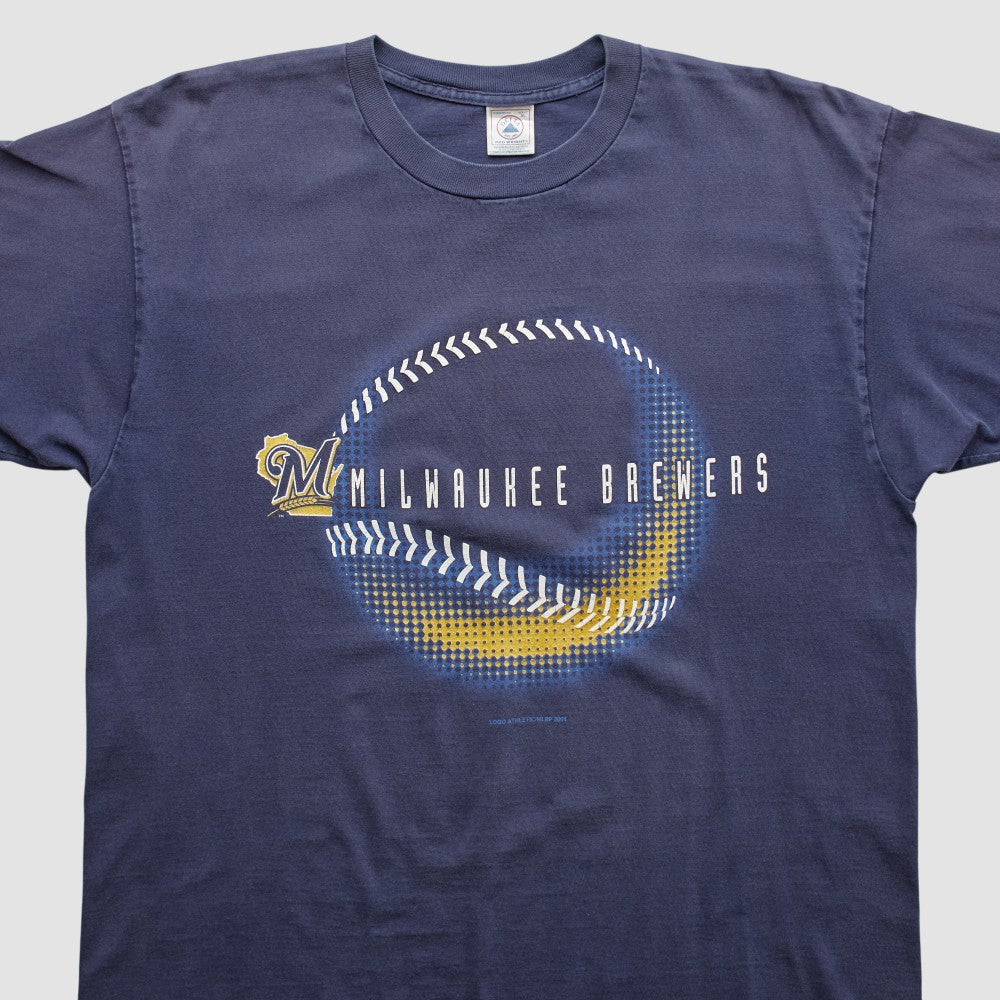 Milwaukee Brewers Logo Athletic 2001 T-shirt Navy Vintage