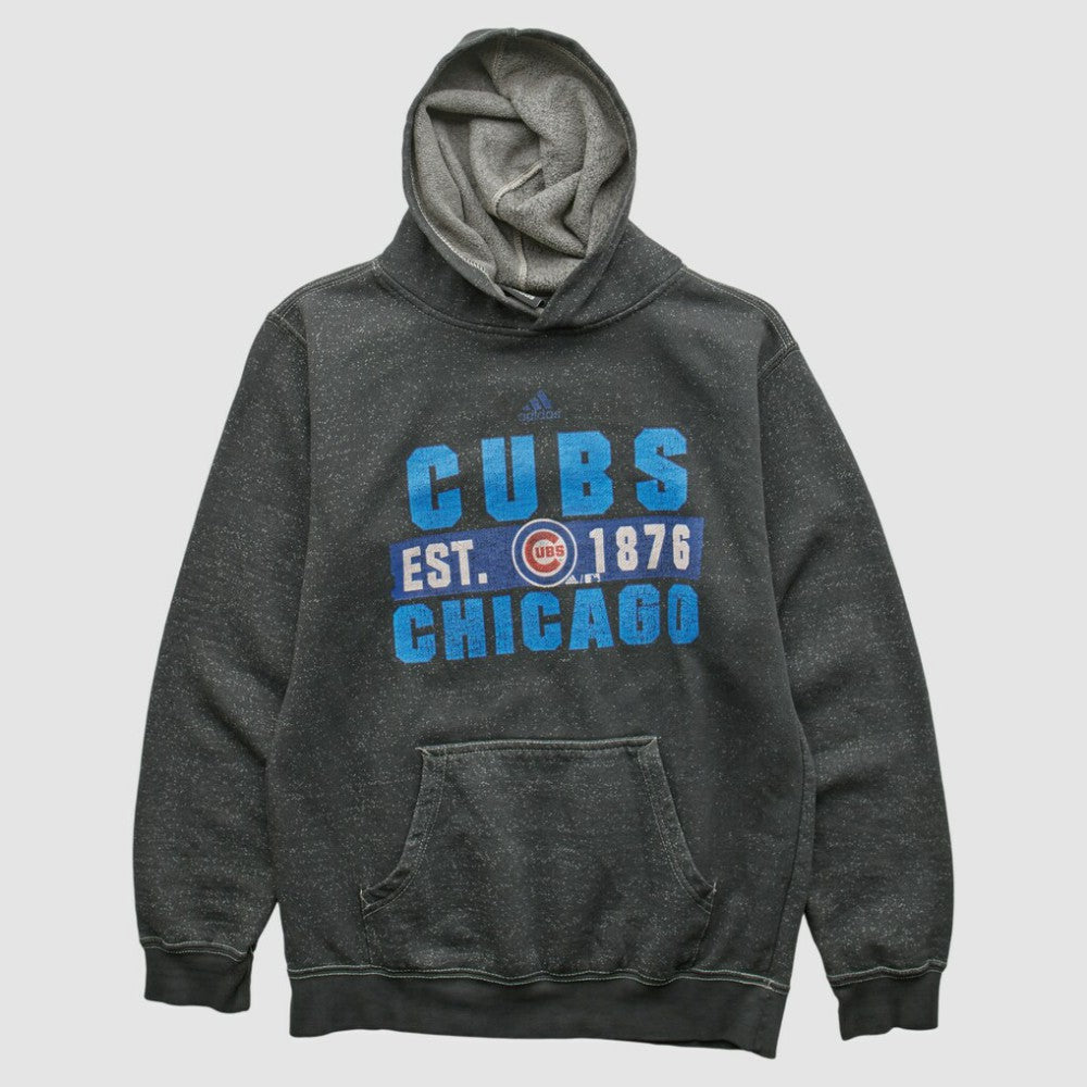 Chicago Cubs Adidas 2010s Hooded Pullover Sweatshirt Dark Heather Gray Vintage
