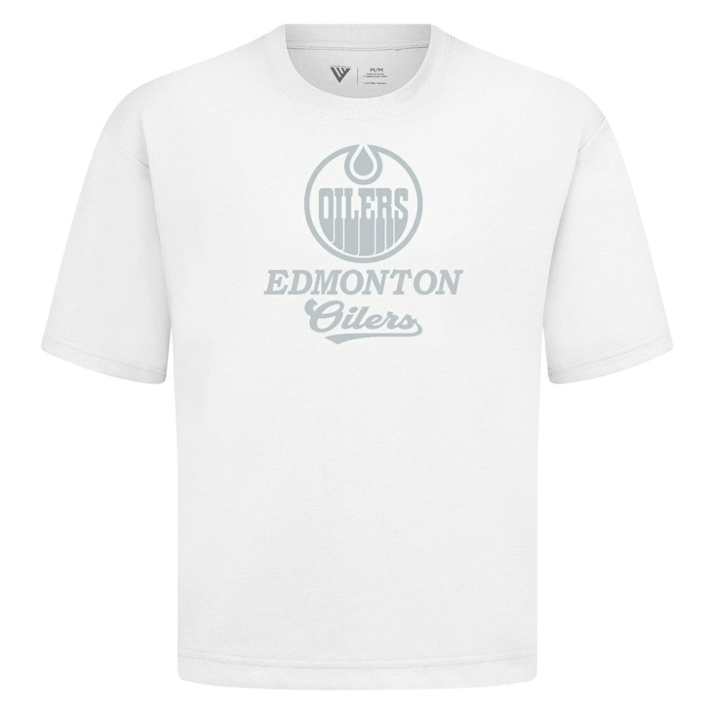 Edmonton Oilers Levelwear Shadow Surge Luxe Signature Knit T-Shirt White