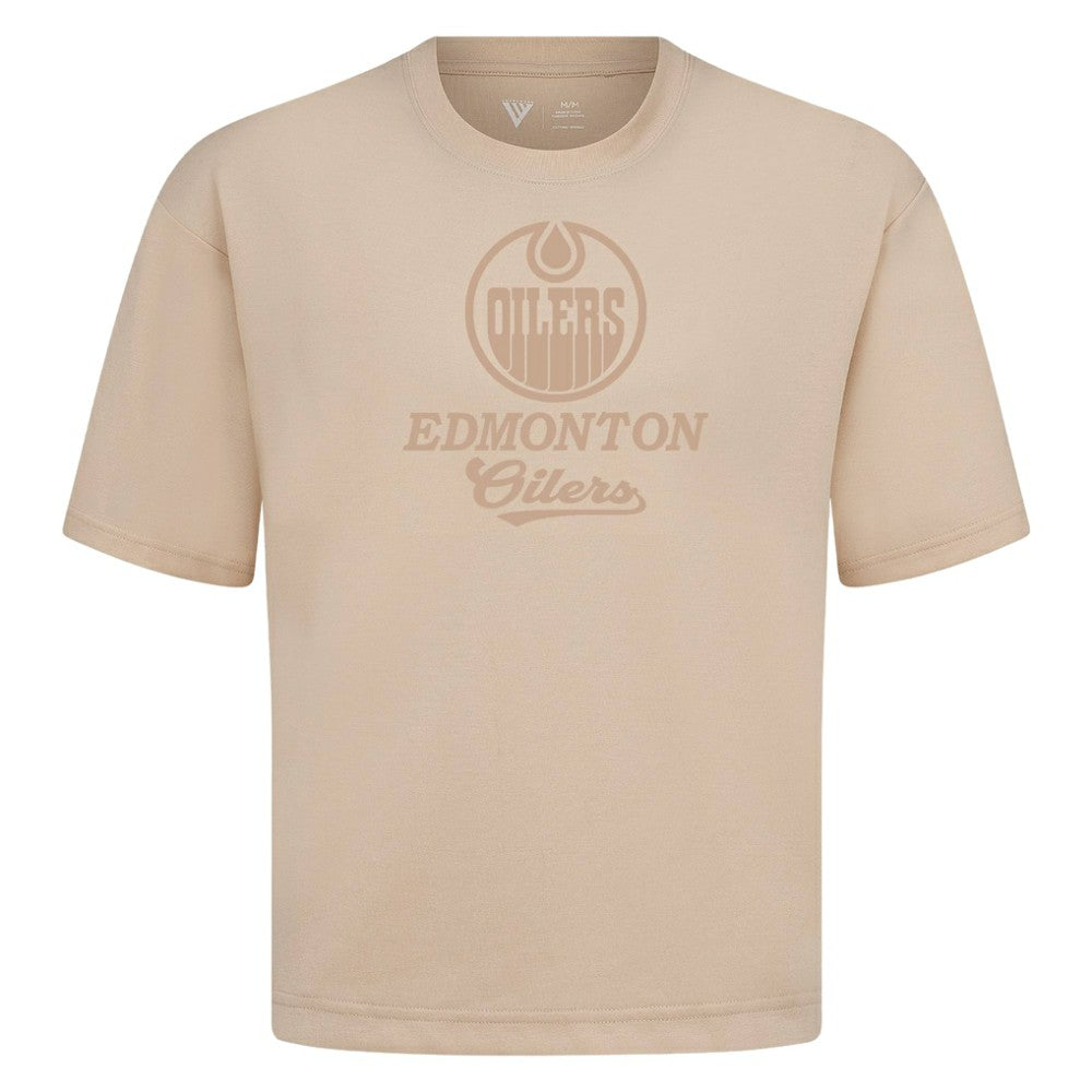 Edmonton Oilers Levelwear Shadow Surge Luxe Signature Knit T-Shirt Khaki