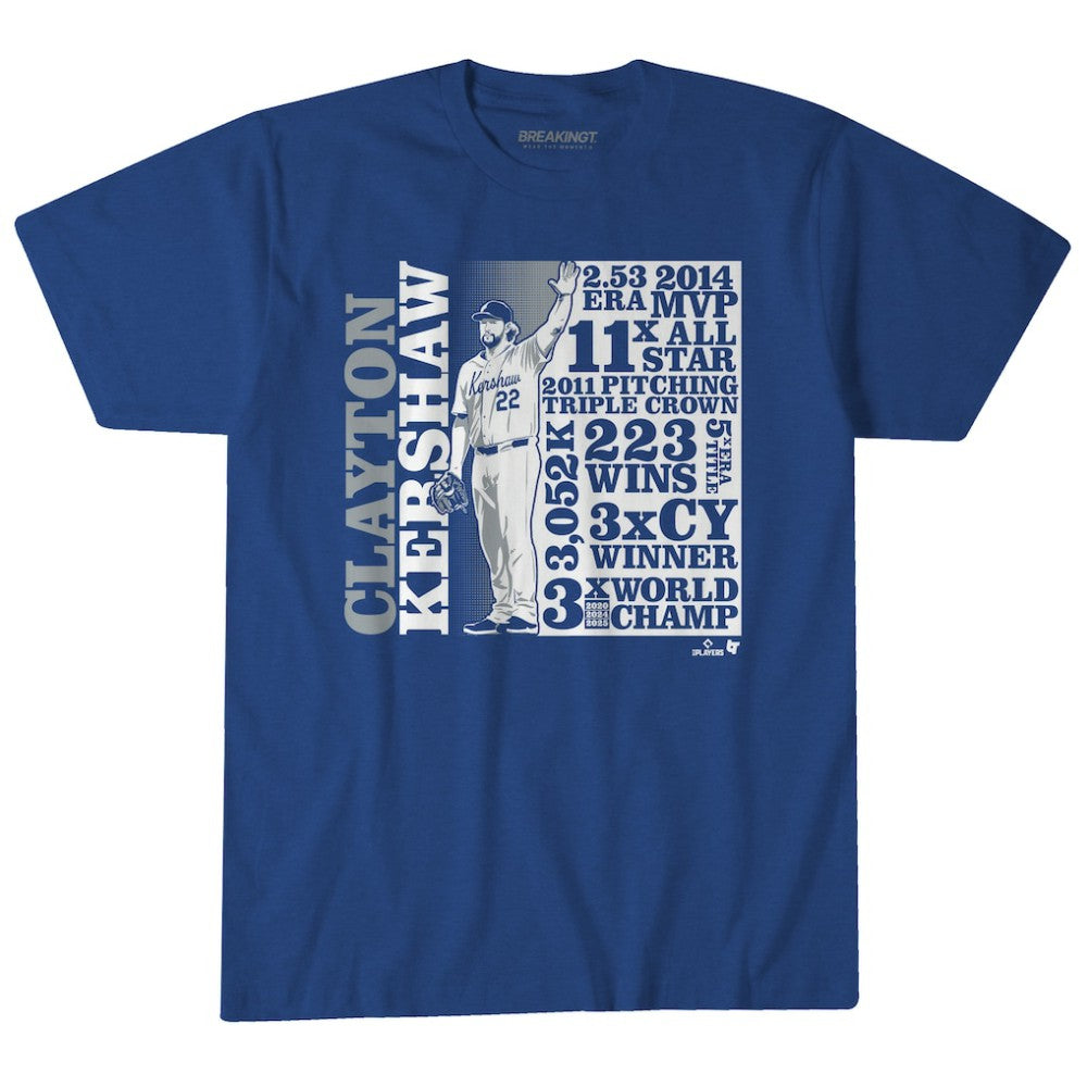 Clayton Kershaw Los Angeles Dodgers BreakingT Unisex GOAT List T-Shirt Royal