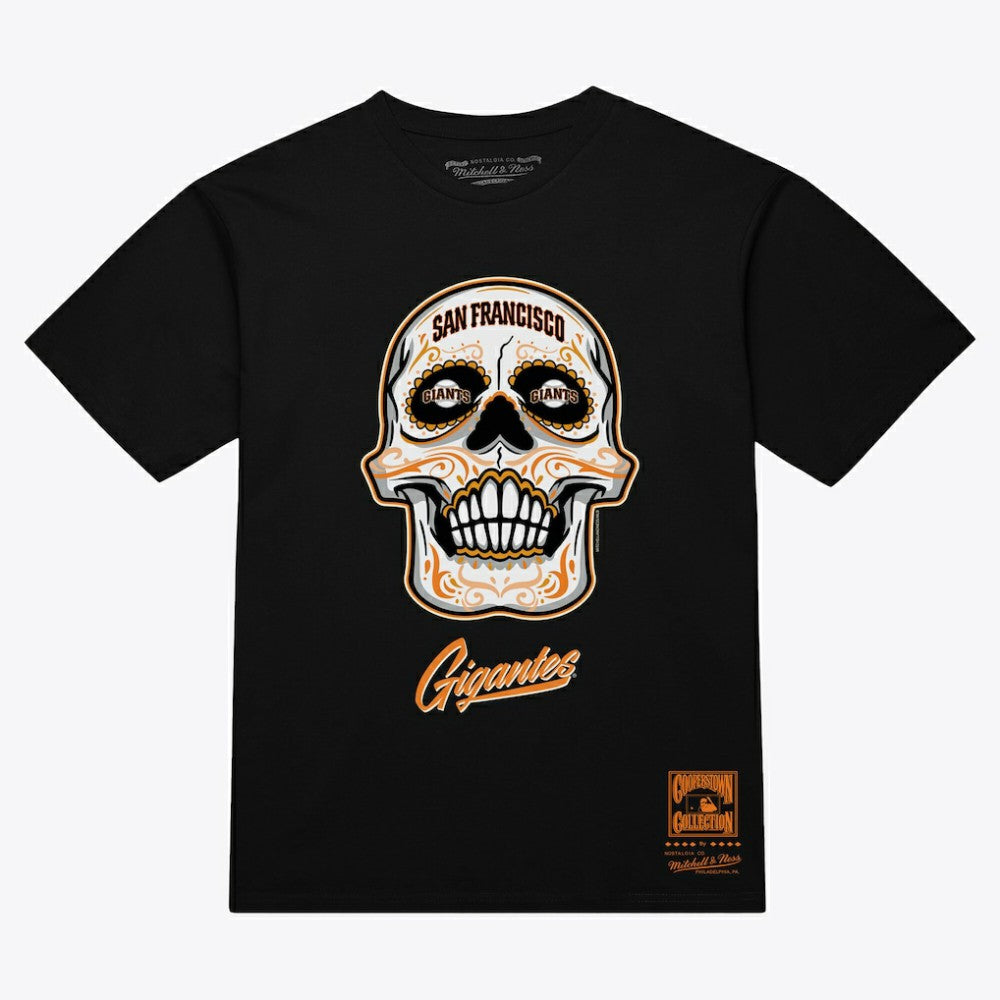 San Francisco Giants Women's Sugar Skull Boxy T-Shirt Black | Mitchell & Ness
