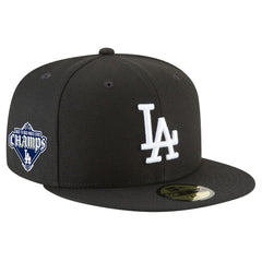 Los Angeles Dodgers 2024/25 Back-to-Back Champions Diamond Side Patch 59FIFTY Fitted Hat Black | New Era