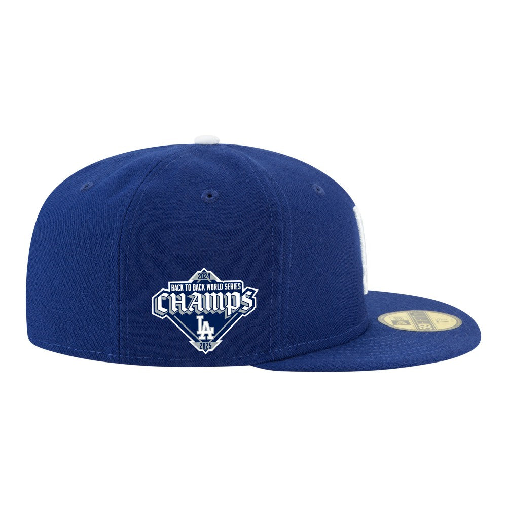 Los Angeles Dodgers Back-to-Back Champions Diamond Side Patch 59FIFTY Fitted Hat Royal | New Era